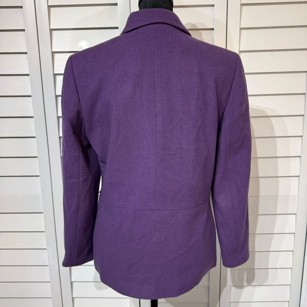 Vintage Harvé Benard‎ Petite Purple Wool Cashmere Blend Zip Jacket Size 4P